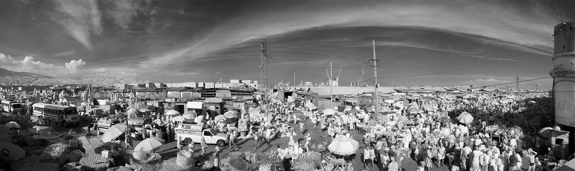 Infrared Panorama of a Large Traditional Market in Port-au-Prince, Haiti.